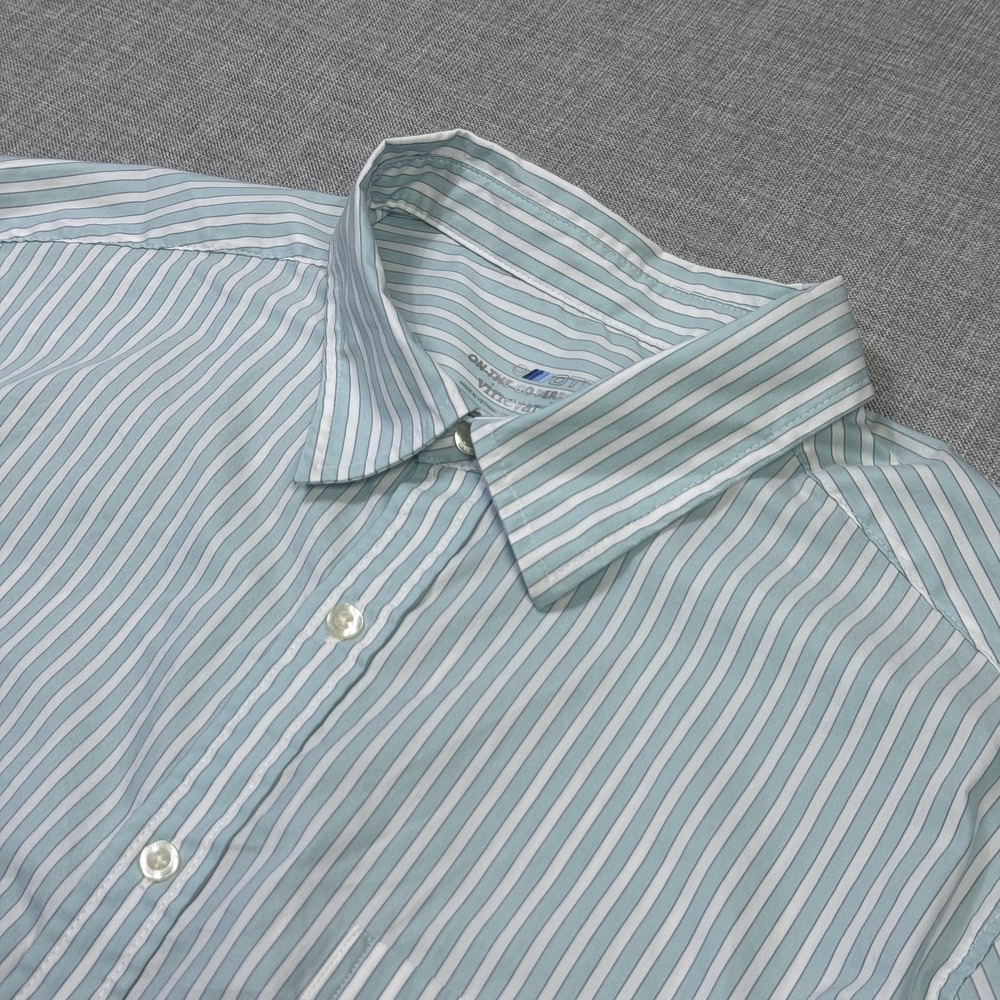 Vineyard Vines On-The-Go Performance Shirt Mens XL Blue Striped Relaxed Fit